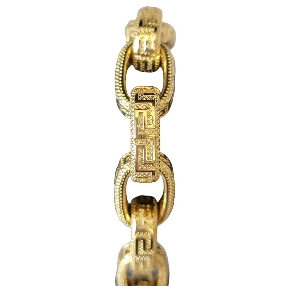 Bronze Italy Gold Tone Greek Key Greca Link Chain Bracelet Made in Italy